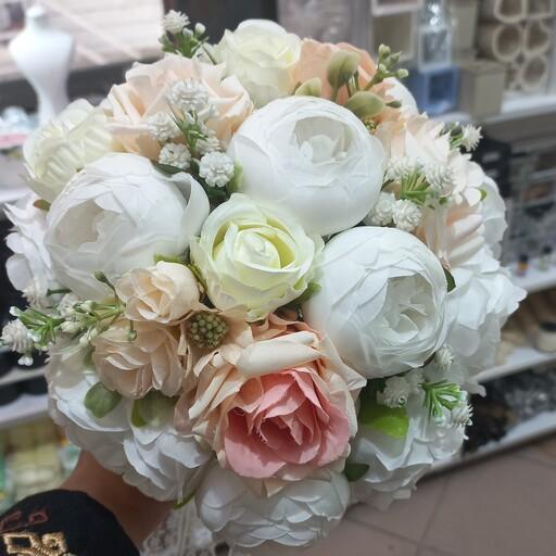 دسته گل مصنوعی عروس  با گل های متنوع و زیبا 