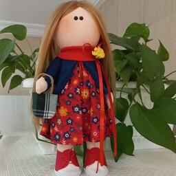 عروسک روسی دختر رنگ قرمز 30 سانتی 