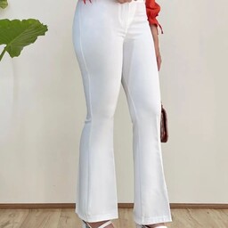 شلوار زنانه کرپ  مازراتی گرم بالا مدل دمپاگشادسایزبندی 40تا50  رنگ سفید