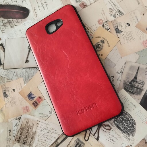 قاب - گارد - کاور چرمی  رنگ قرمز مناسب برای گوشی موبایل سامسونگ Galaxy J7 Prime