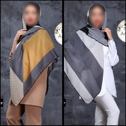 روسری نخی سوزنی   پارچه ژاکارد  دوردستدوز در دو رنگ مختلف