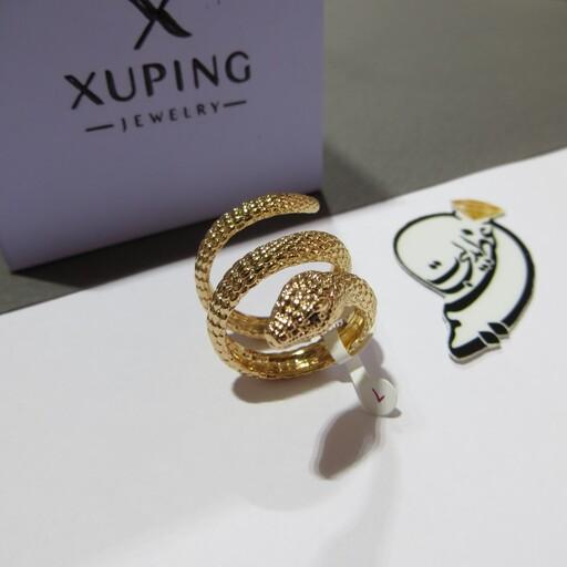 انگشتر  زنانه از جنس مس روکش طلا  از برند ژوپینگ Xuping رنگ ثابت کاملا مشابه طلا  طرح مار زیبا و شیک و خفن  سایز 8