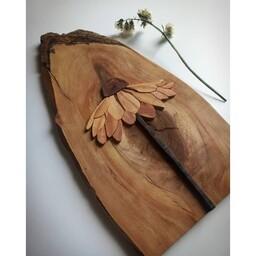 تابلوی معرق چوبی با طرح گل   پس زمینه ی تنه ی درخت