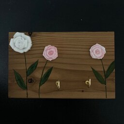 جا کلیدی دیواری طرح شاخه  گل رزینی - گل رزین و شاخه نقاشی 