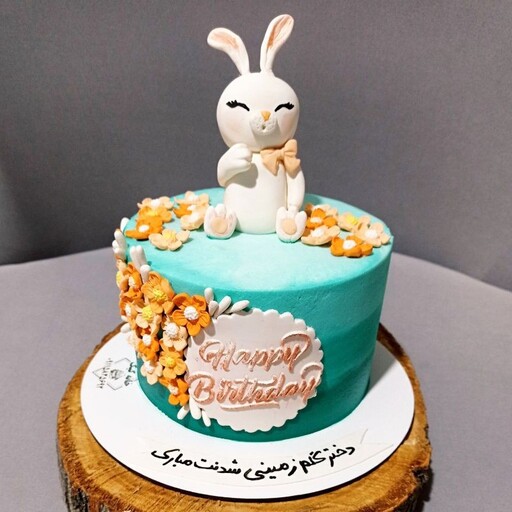 کیک دخترونه خوشگل و جذاب با تاپر دست ساز خرگوش