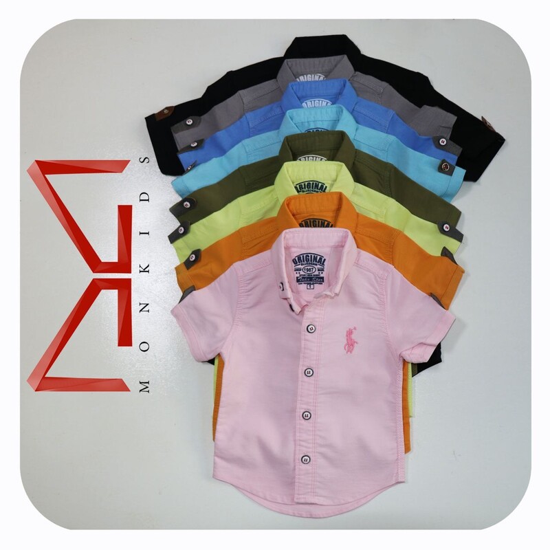 پیراهن آستین کوتاه بچگانه پسرانه از سایز 35 تا 62 مناسب یک تا 11 سال جنس پوپلین کش در 8 رنگ