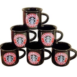 شات قهوه خوری استارباکس سیاه با لوگو قرمز بسته 6 تایی
