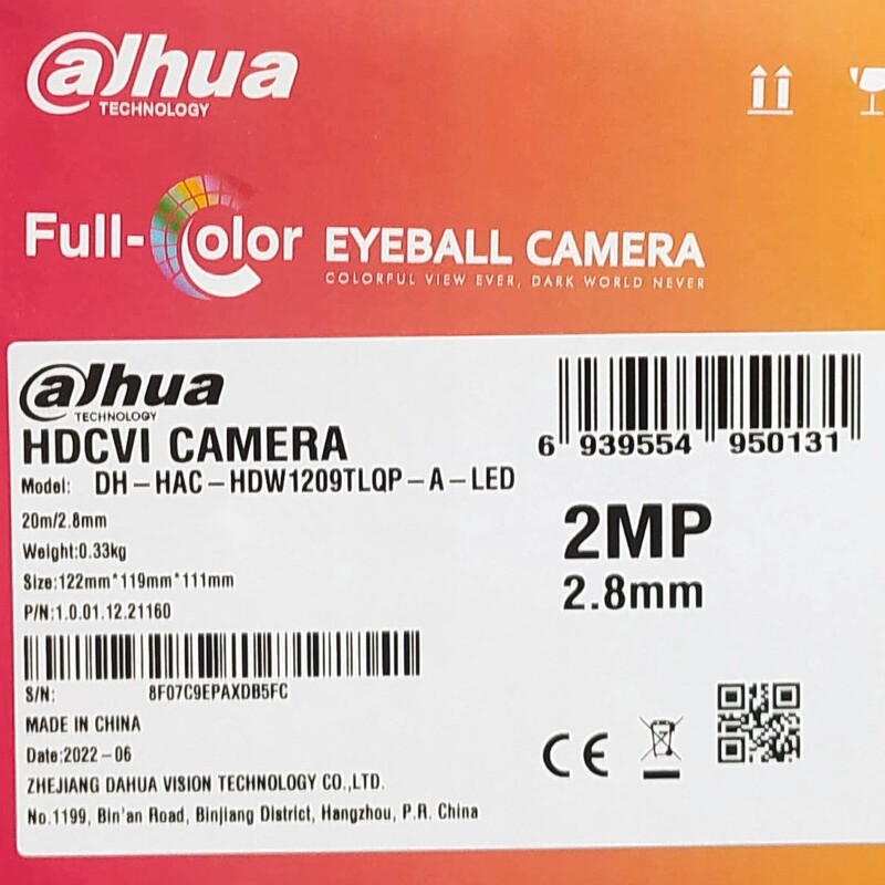 دوربین مداربسته دام برند داهوا 2 مگا پیکسل HDW1209TLQP-LED دارای 24 ماه گارانتی شرکت پارس ارتباط
