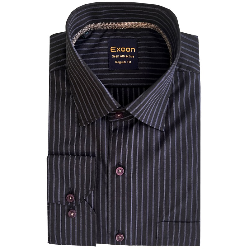پیراهن آستین بلند راه راه مردانه جیب دار برند اکسون exoon موجود در پنج  رنگ 