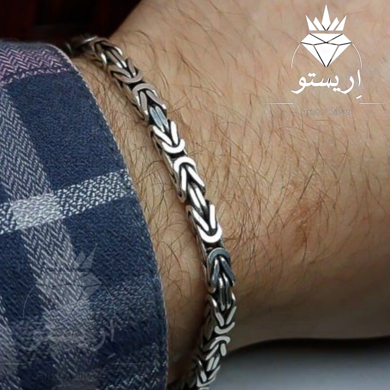 دستبند نقره مردانه کرال ترک ضخیم  با عیار 925 ساخت شرکت مورات