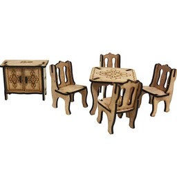پازل چوبی سه بعدی طرح میز و صندلی 