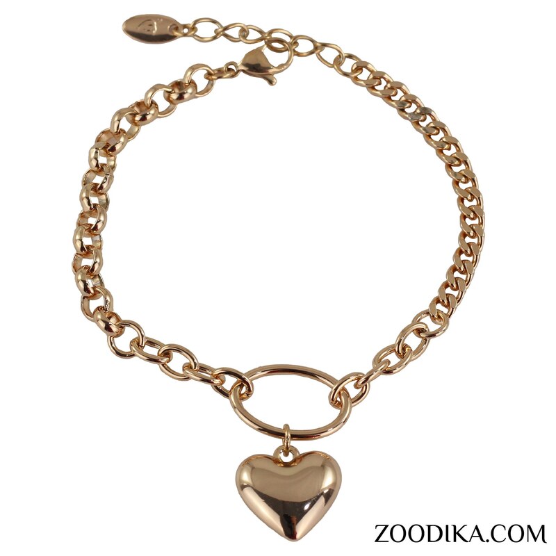 دستبند ژوپینگ مدل قلب طرح طلا رنگ ثابت ضد حساسیت کد AAD-310