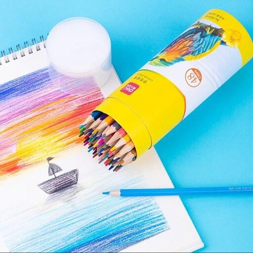 پک لوله ای 48 عددی مداد رنگی حرفه ای برای طراحی و رنگ آمیزی برند دلی DELI 