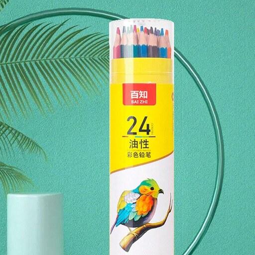 پک لوله ای 24 عددی مداد رنگی حرفه ای برای طراحی و رنگ آمیزی برند دلی DELI 