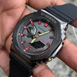 ساعت  مچی جی شاک gm-2100ch-1ajf مسترکپی(کیس استیل)(جیشاک GShock) تنظیم اتوماتیک با پایتخت کشورها ، اتولایت اتوماتیک