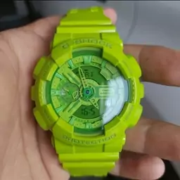 ساعت  مچی جی شاک GA110  فسفری(جیشاک GShock) ، صد در صد ضدآب ، تنظیم اتوماتیک با پایتخت کشورها ، اتولایت دار