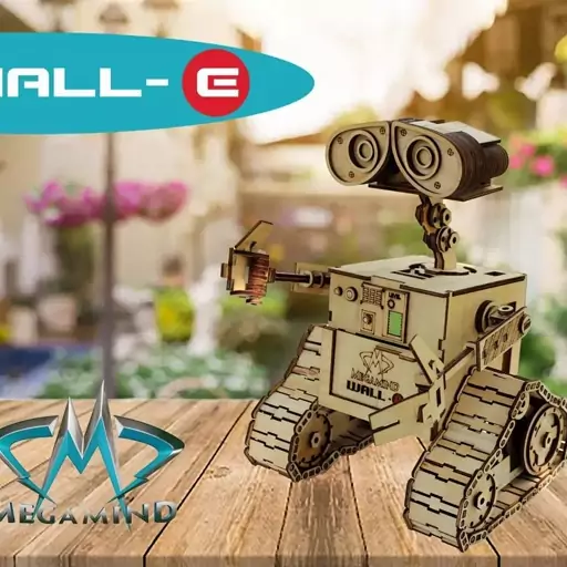 پازل چوبی ابعاد 30در22 سه بعدی وال ای wall e والی  متحرک شخصیت کارتونی که وقتی ساخته بشه دست سر گردن پاهاش حرکت میکنه