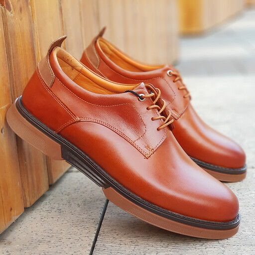 کفش روزمره مردانه مدل چرم طبیعی کد 00140t.k رنگ عسلی