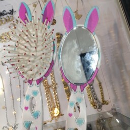 شانه و آینه عروسکی کوچک فانتزی مدل خرگوشی با کیفیت