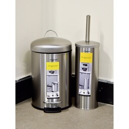 سطل زباله و فرچه پدالی  استیل تمام   اورجینال 3 لیتری ( رنگ ثابت ) 3030