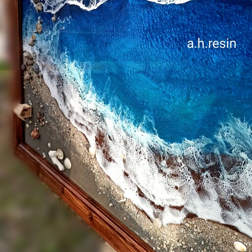 تابلو اقیانوس آرام رزینی و ساحل خشک ماسه ای ابعاد غولپیکر