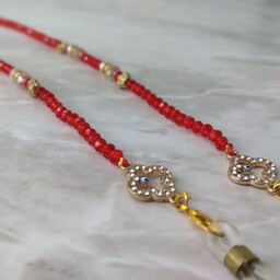 بند عینک کریستالی قرمز زنانه قابل استفاده به عنوان دستبند و بند کیف