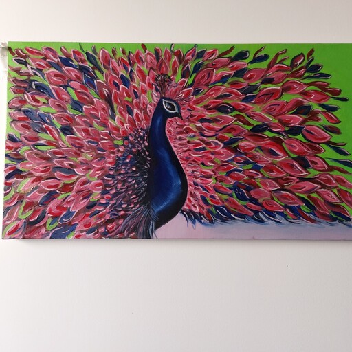 تابلوی نقاشی رنگ روغن طاووس