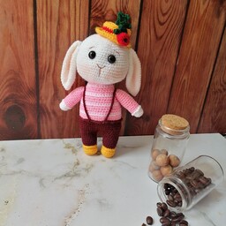 عروسک بافتنی بیلی خرگوشه-20 سانتی متر-دست بافت با بهترین کاموای ایرانی 