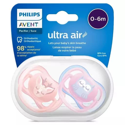 پستانک اونت اولترا ایر 0-6ماه avent ultra air طرح جغد و گوزن