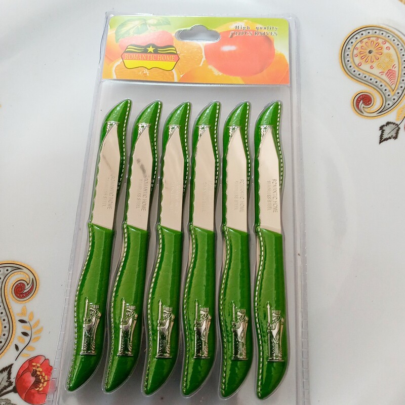 چاقو میوه خوری 12 تایی هخامنشی مارک رومانتیک هوم رنگ سبز  (کارد میوه خوری ) 