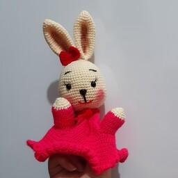 عروسک دستکشی بافتنی خرگوش (عروسک نمایشی)