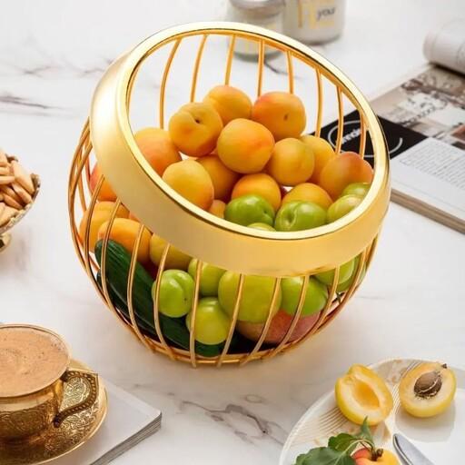 ظرف میوه فلزی مدل کج در رنگهای زیبای طلایی و مشکی زیبا و فانتزی برای پذیرایی