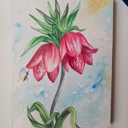 نقاشی باتکنیک آبرنگ گل لاله واژگون سایز 15در20