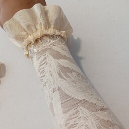ساق دست پرنسسی دو دوخت دانتل آلمانی دوبل کرم رنگ