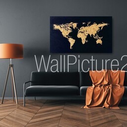 تابلو نقش جهان برجسته سازی با خمیر تکسچر  روکاری با ورق طلا رنگ زمینه مشکی