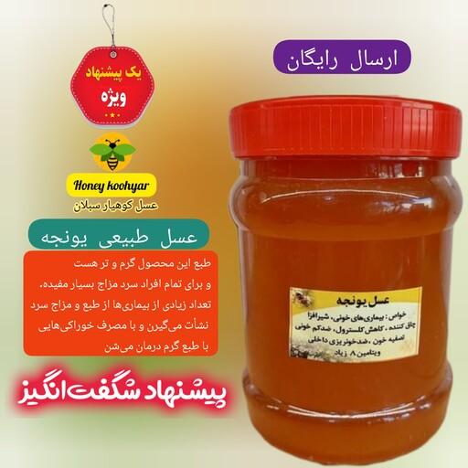 عسل طبیعی یونجه خام 1 کیلویی سبلان(مستقیم از زنبوردار)ارسال رایگان