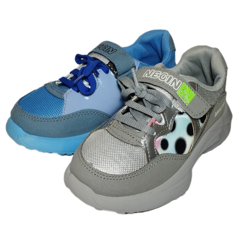 کفش اسپرت دخترانه و پسرانه مدل قلب دارای دو رنگ (طوسی و آبی) سایز 31 تا 35 کد p14