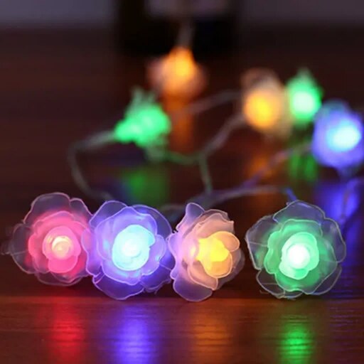 ریسه گل رز پلاستیکی LED دارای ریموت 8حالته رقص نور 