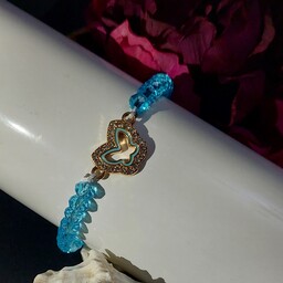 دستبند پروانه آبی،رنگ ثابت با سنگ کریستال 