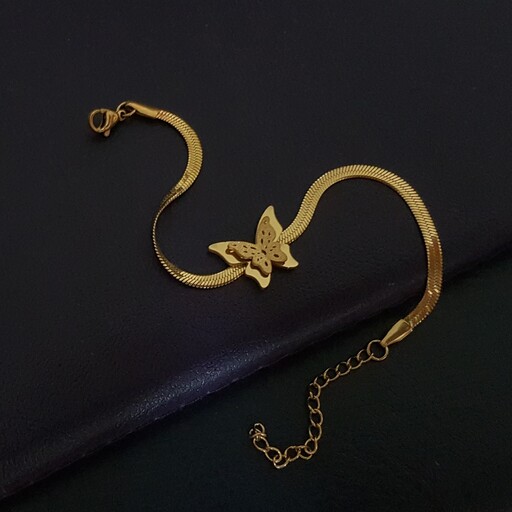 دستبند ماری طلایی طرح پروانه 2