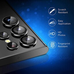 محافظ لنز دوربین سامسونگ Galaxy S22 Ultra مدل رینگی رنگ مشکی با کیفیت 