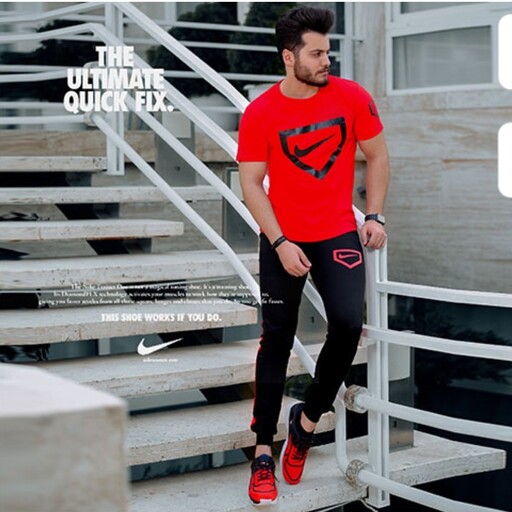 ست تیشرت و شلوار Nike مدل Hunter (قرمز)