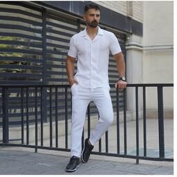 ست پیراهن شلوارمراکشی مردانه سفید مدل Pasha