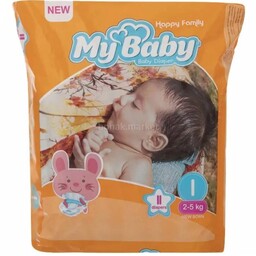 پوشک کودک مای بیبی سایز 1 مدل Happy Family بسته 11 عددیMy Baby Comflex Diapers Size 1 Pack of  انقضا1406