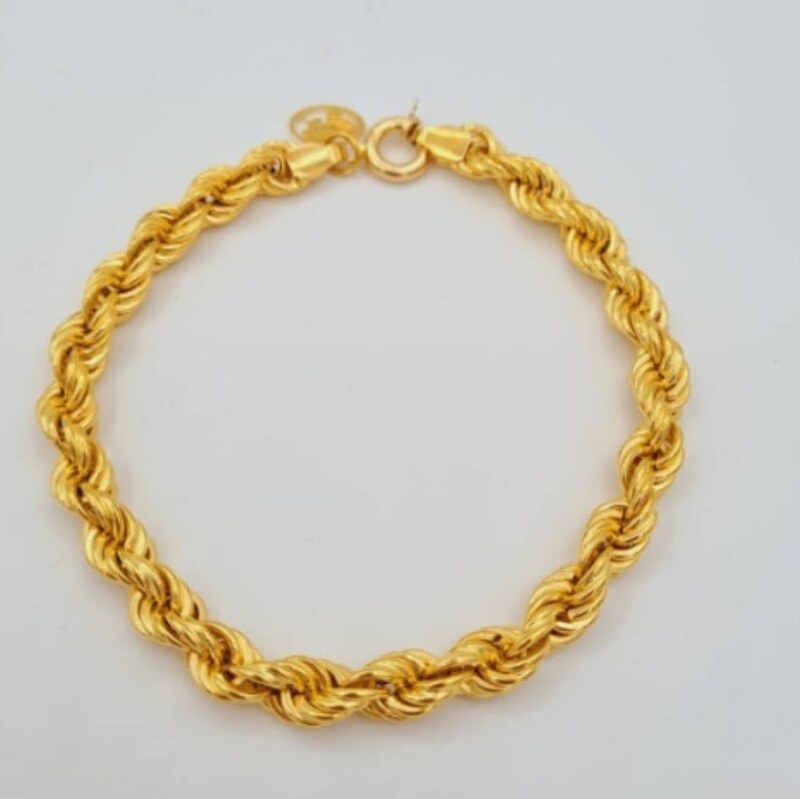 دستبند زنانه استیل طلایی ضخیم مدل طنابی رنگ ثابت