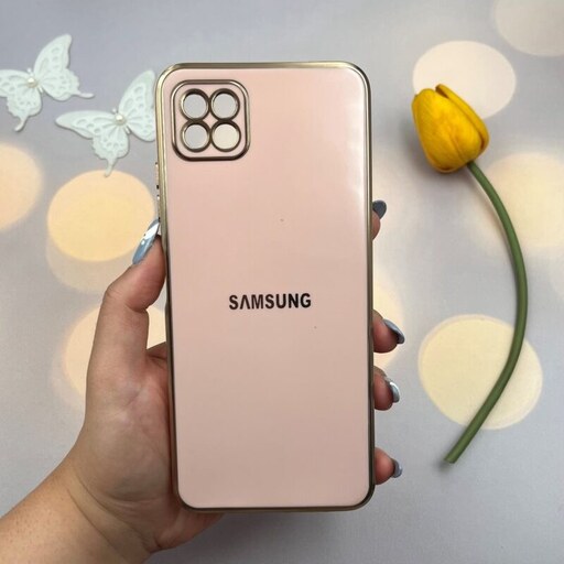 قاب گوشی Galaxy A22 5G سامسونگ ژله ای مای کیس طرح Gold Line گلبهی کد 76941