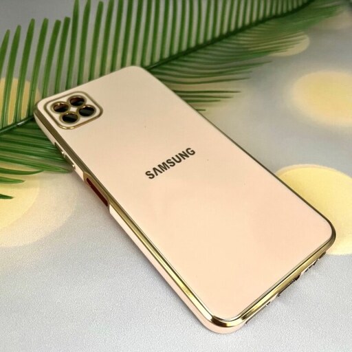 قاب گوشی Galaxy A22 5G سامسونگ ژله ای مای کیس طرح Gold Line گلبهی کد 76941