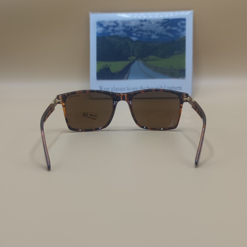 عینک آفتابی زنانه مدل جرالد فریم قهوه ای طرح هاوانا لنز uv400  با قاب و دستمال