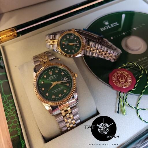 ساعت مچی ست Rolex رولکس دیت جاست صفحه سبز با شش ماه گارانتی  و جعبه و رنگبندی و ارسال رایگان