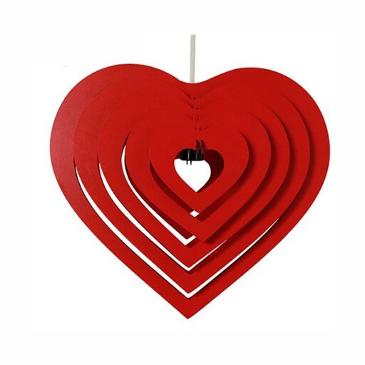 لوستر چوبی طرح قلب رنگ قرمز  به همراه لامپ سان لیزر